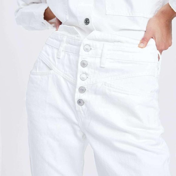 Zara Jeans Womens Size 4 80s Straight Leg White Button Fly High Rise Slim Summer - Picture 3 of 12